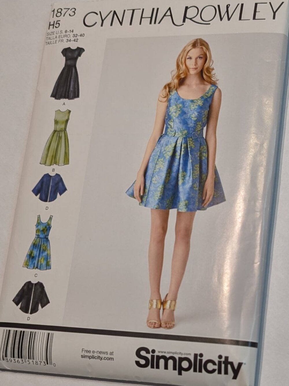 Sewing Pattern Simplicity Cynthia Rowley Dress Design 1873